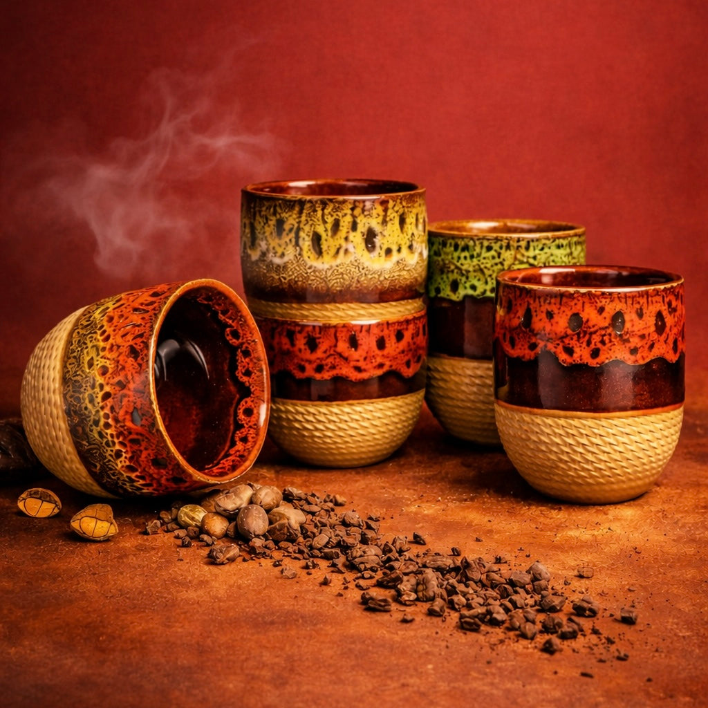 Handcrafted clay cacao cup for mindful ceremonial sipping