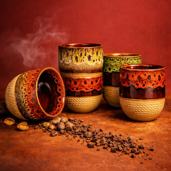 Handcrafted clay cacao cup for mindful ceremonial sipping